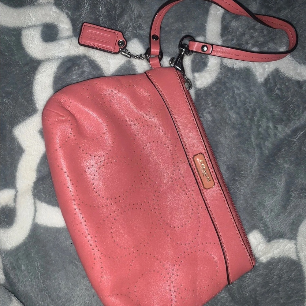 Coach Pink Leather Clutch Wristlet